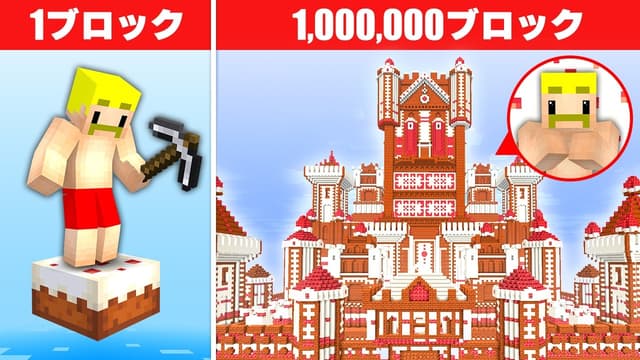 100万ブロックのお城を作れるまで終われません！【マイクラ】